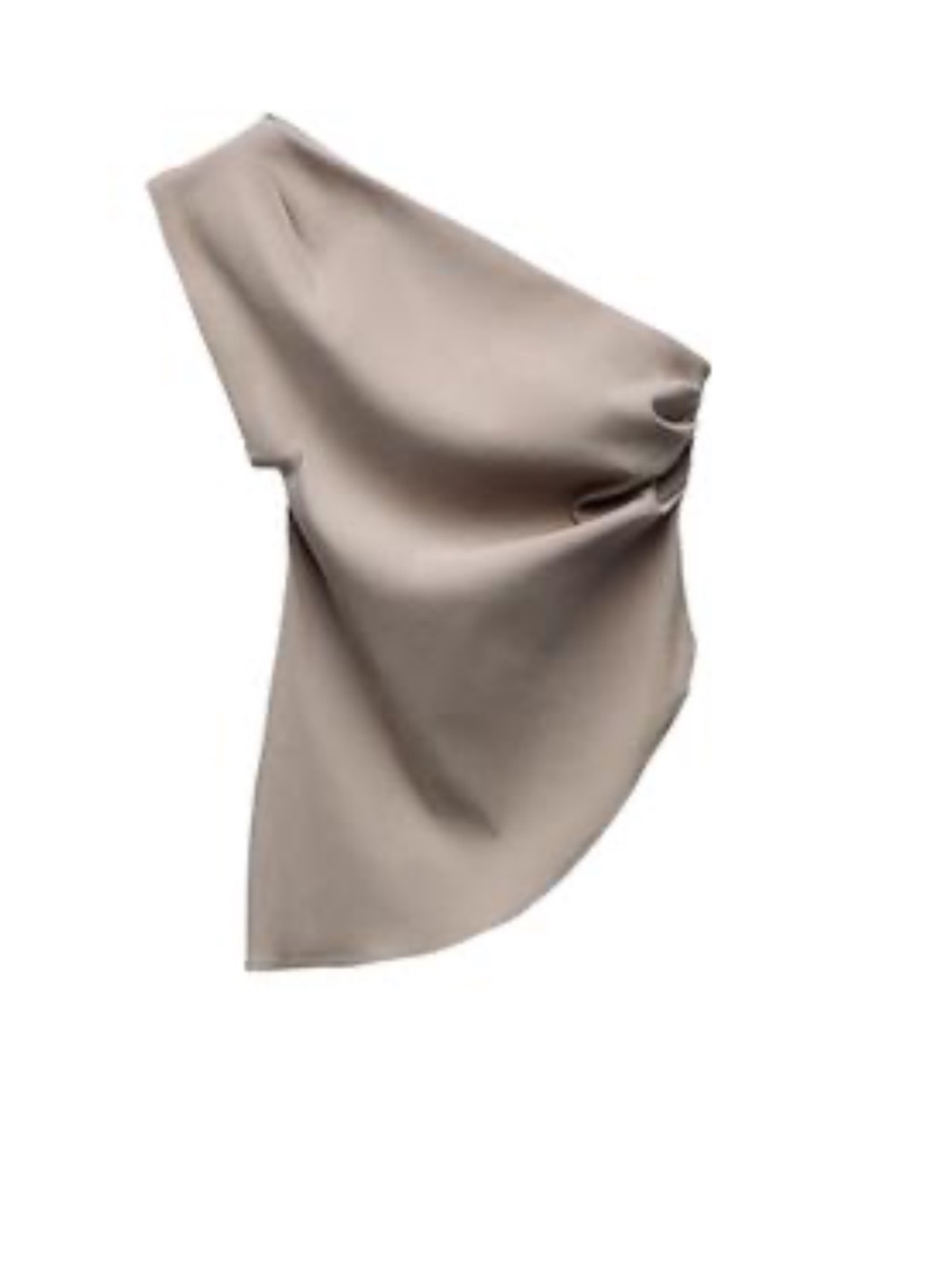 Zara One-Shoulder Draped Scarf Top - Taupe
